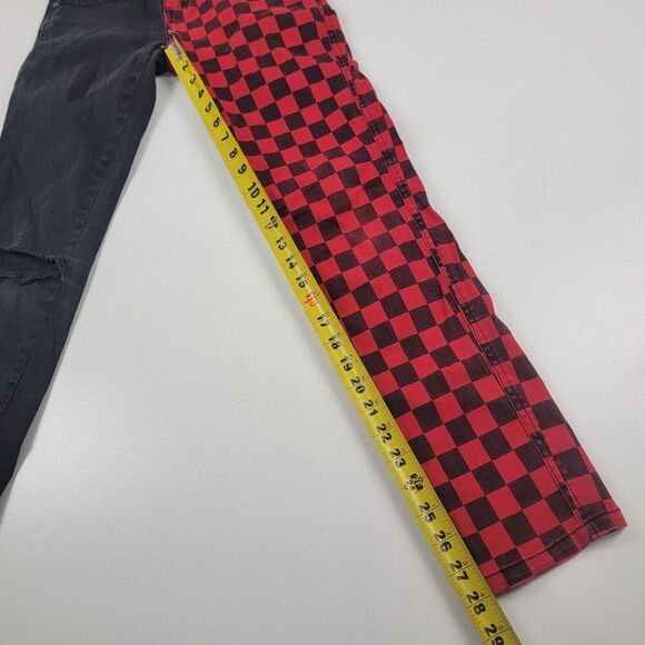 Royal Bones Tripp Skinny Jeans Black Red Buffalo Check Split Goth Women's Small - Picture 8 of 11